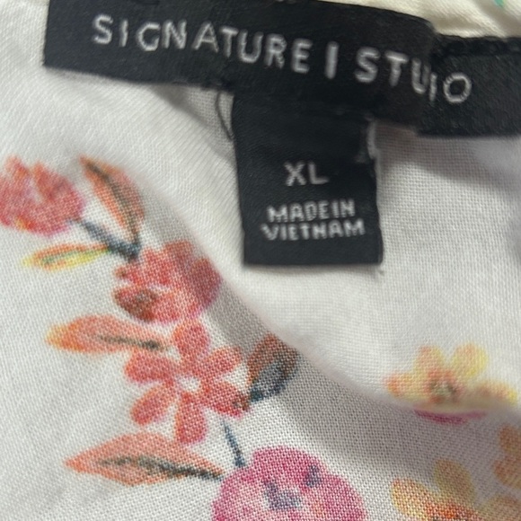 Signature Studio Floral Print Cold Shoulder Blouse Top White XL - Picture 3 of 3